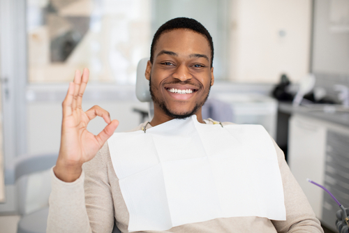 Happy patient at the dentist